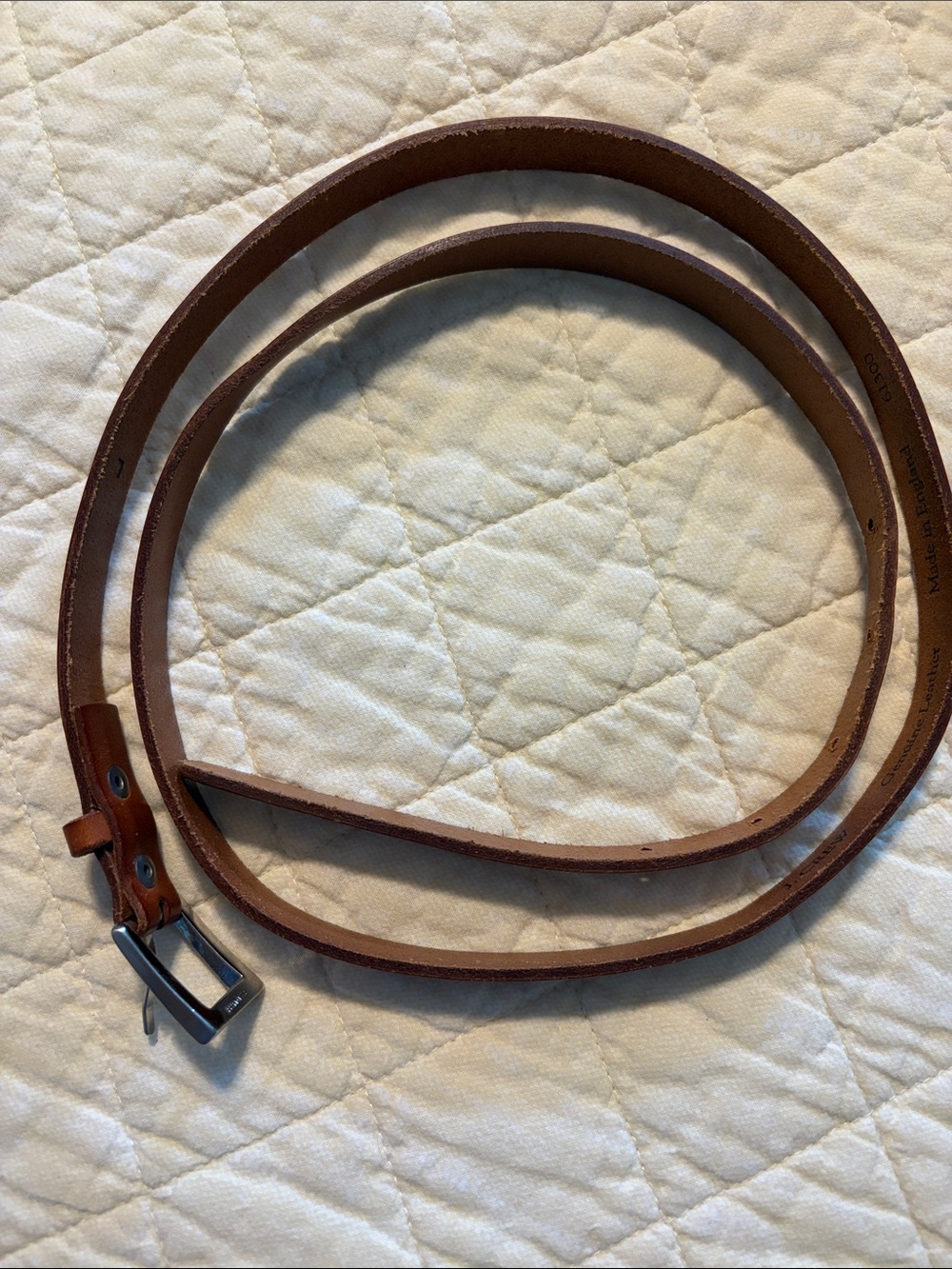 J. Crew Slim Brown Women’s Genuine Leather Belt with Brushed Silver Buckle - Picture 2 of 8